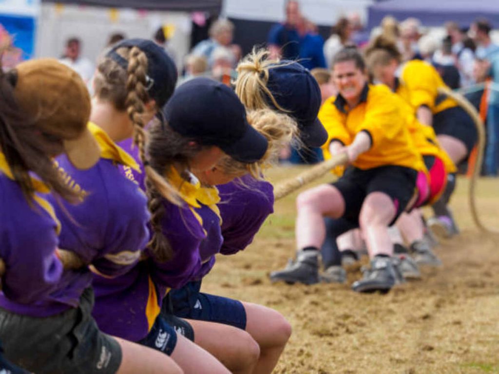 womens tug of war competition at stonehaven highland games scotland